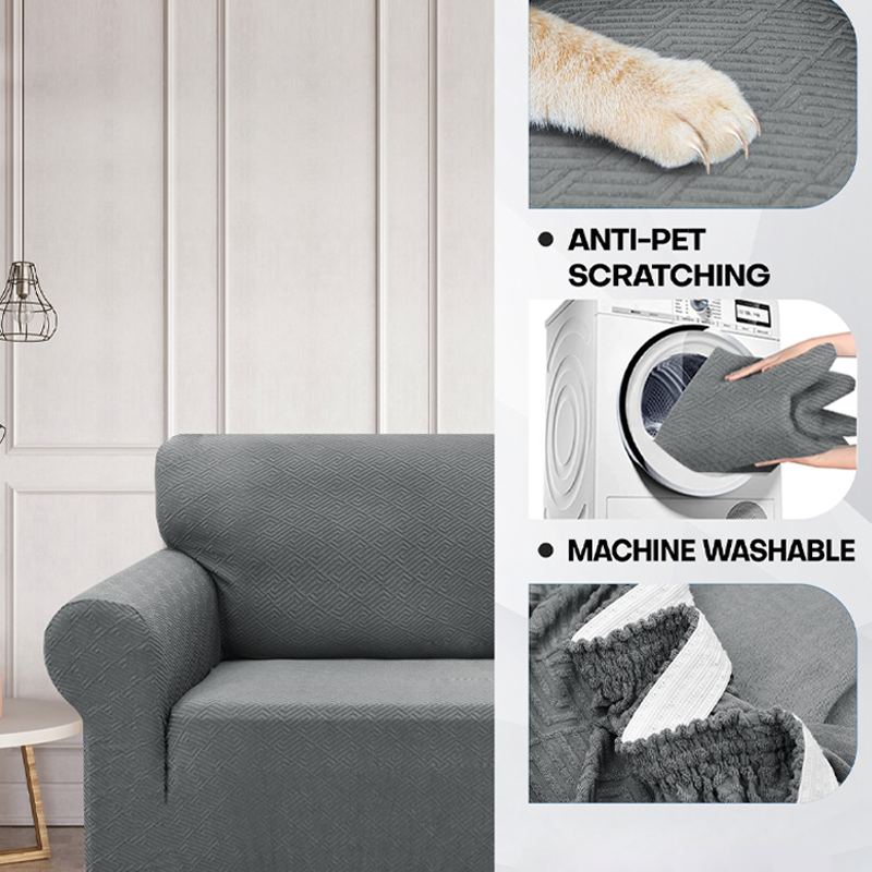 🔥🎁Nyhet 50 % RABATT🔥Sofföverdrag i jacquard med hög elasticitet och halkskyddsremmar