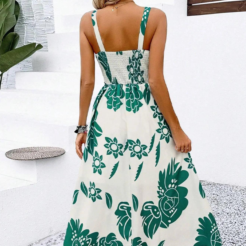 ⏳Begränsad tid 50 % Rabatt⏰Damklänning med blommönster och spaghettiband🌿👗