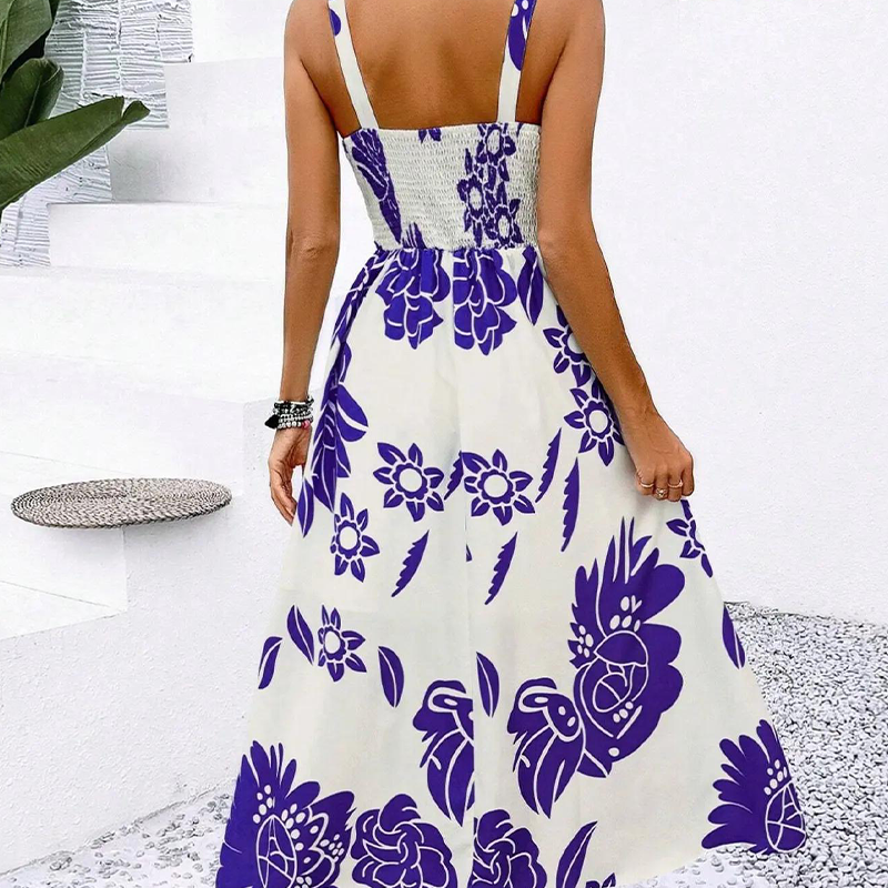 ⏳Begränsad tid 50 % Rabatt⏰Damklänning med blommönster och spaghettiband🌿👗