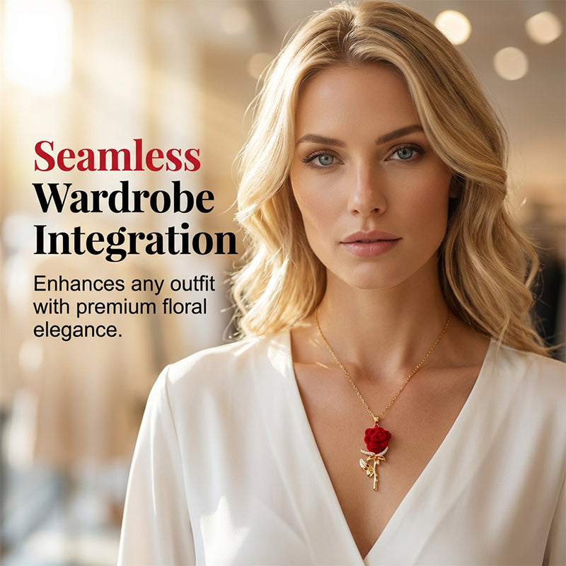 🌹  💎 Elegant Röd Ros Hänghalsband – Delikat Design, Hypoallergen & Perfekt för Vardagselegans eller Present ✨