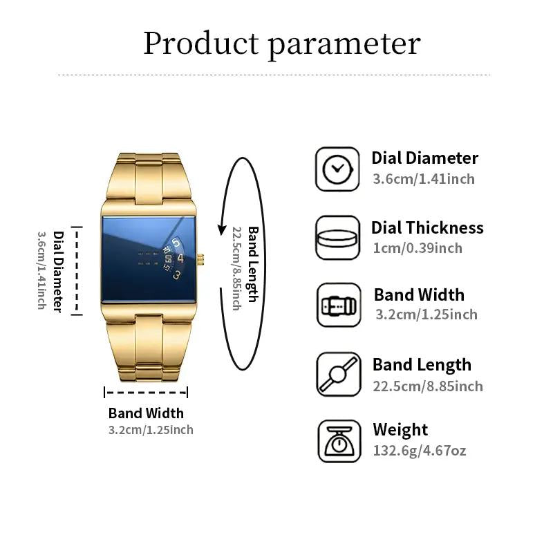 ⌚ 50% RABATT! 💼 Herrklocka med Kvadratisk Urtavla – Rostfritt Stålarmband, Vattentålig & Modern – Perfekt för Vardag & Business ✨