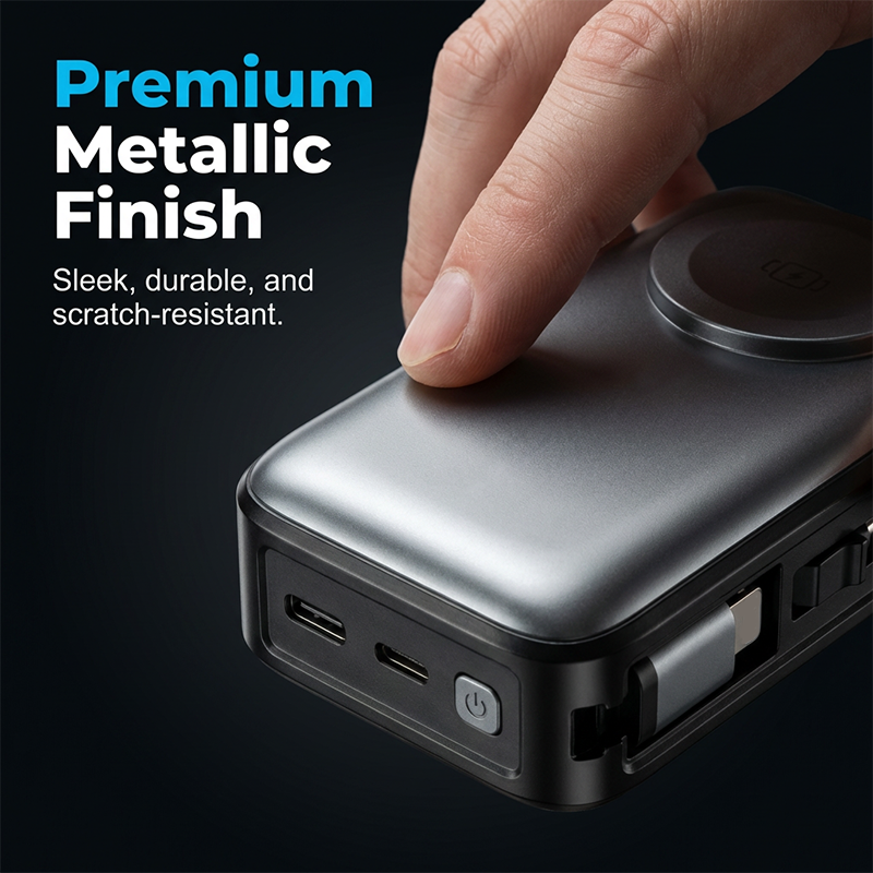 💎 Magnetisk Trådlös Powerbank | 4-i-1 Kompatibel, Snabbladdning, Kompakt Design ✨