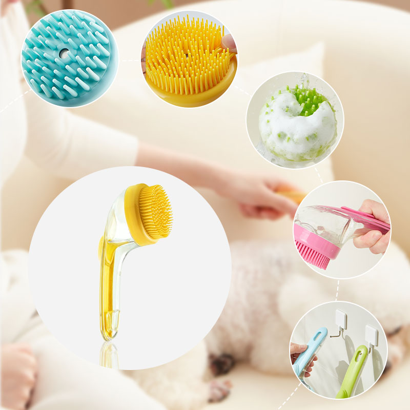 🐾 Köp 1 Få 1 Gratis! 🌿 Djur Badborste – Långt Handtag, Schampodispenser, 2 Borsttyper, Enkel Grepp 🧴