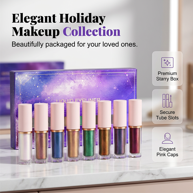 Glitter eyeliner-set med 8 färger