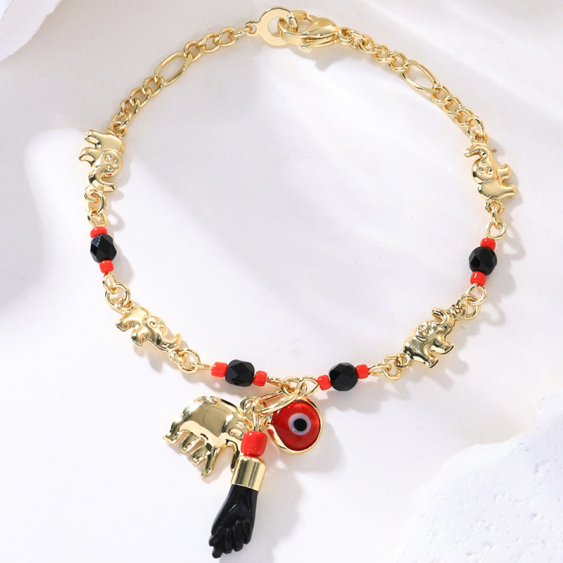 📿 50% RABATT NU! 🐘 Bohemian Ont Öga Armband – Elefant & Hamsa Berlocker – Guldfärgad & Justerbar ✨