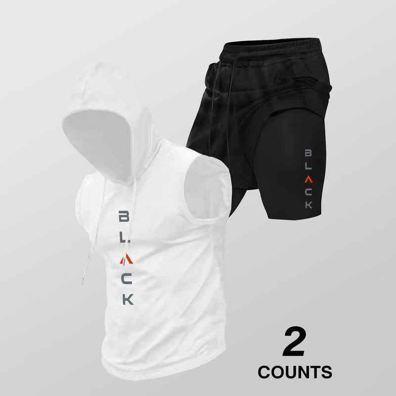 🏃 50% RABATT NU! 💪 Herr Ärmelös Hoodie & Shorts Set – Atletisk & Casual Passform – Andningsbar & Snabbtorkande 🏋️‍♂️