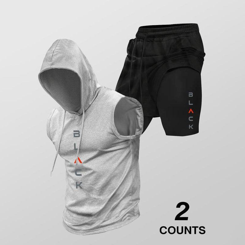 🏃 50% RABATT NU! 💪 Herr Ärmelös Hoodie & Shorts Set – Atletisk & Casual Passform – Andningsbar & Snabbtorkande 🏋️‍♂️