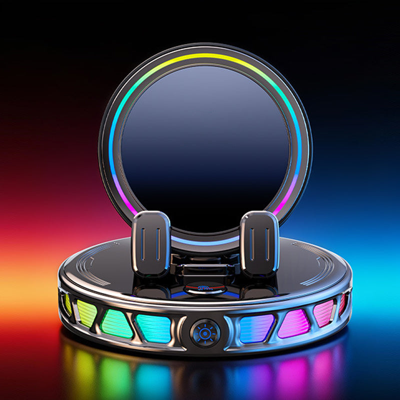 RGB Bilhållare med Trådlös Laddning – Intelligent Autoklämning, 15W Snabbladdning & 360° Rotation