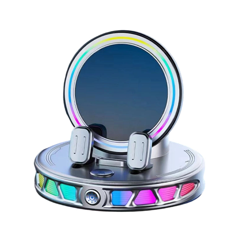 RGB Bilhållare med Trådlös Laddning – Intelligent Autoklämning, 15W Snabbladdning & 360° Rotation