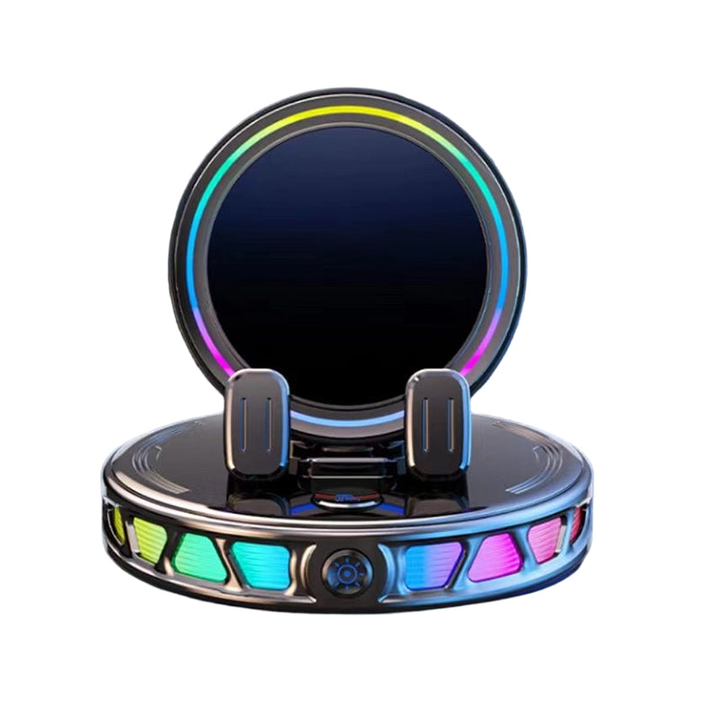RGB Bilhållare med Trådlös Laddning – Intelligent Autoklämning, 15W Snabbladdning & 360° Rotation
