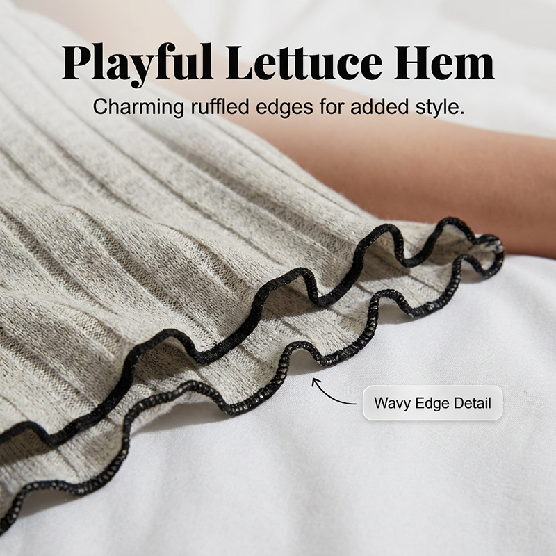 🛌 50% RABATT NU!🌸 Ribbad Pyjamas Set – Cami & Shorts med Spets Kanten – Mjuk Stickad Nattkläder – Mysigt Loungewear för Kvinnor 💤
