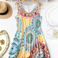 👗 50% RABATT NU!🌴 Avslappnad Ärmlös A-linje Sommarklänning – Lätt & Casual Tryck – Strand & Picknick Essential 🍹