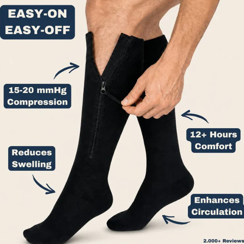 🔥⏰ 2026 NYHET – 50% RABATT! 🧦 Kompressionsstrumpor med dragkedja 💪 Enkla att ta på, bekväma hela dagen & perfekt stöd för benen ✨
