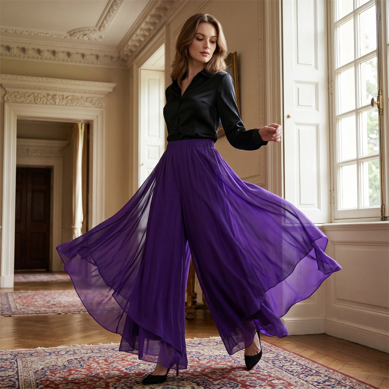 💃 50% RABATT NU!✨ Dam Asymmetriska Chiffong Byxor – Eleganta & Luftiga – Semester Essential 🌊