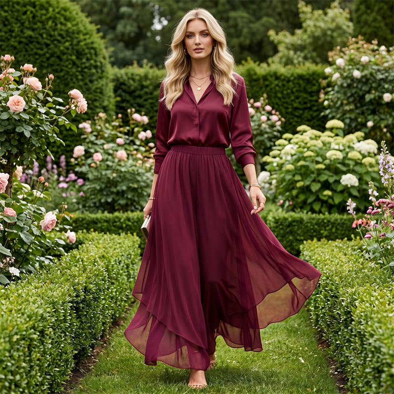 💃 50% RABATT NU!✨ Dam Asymmetriska Chiffong Byxor – Eleganta & Luftiga – Semester Essential 🌊