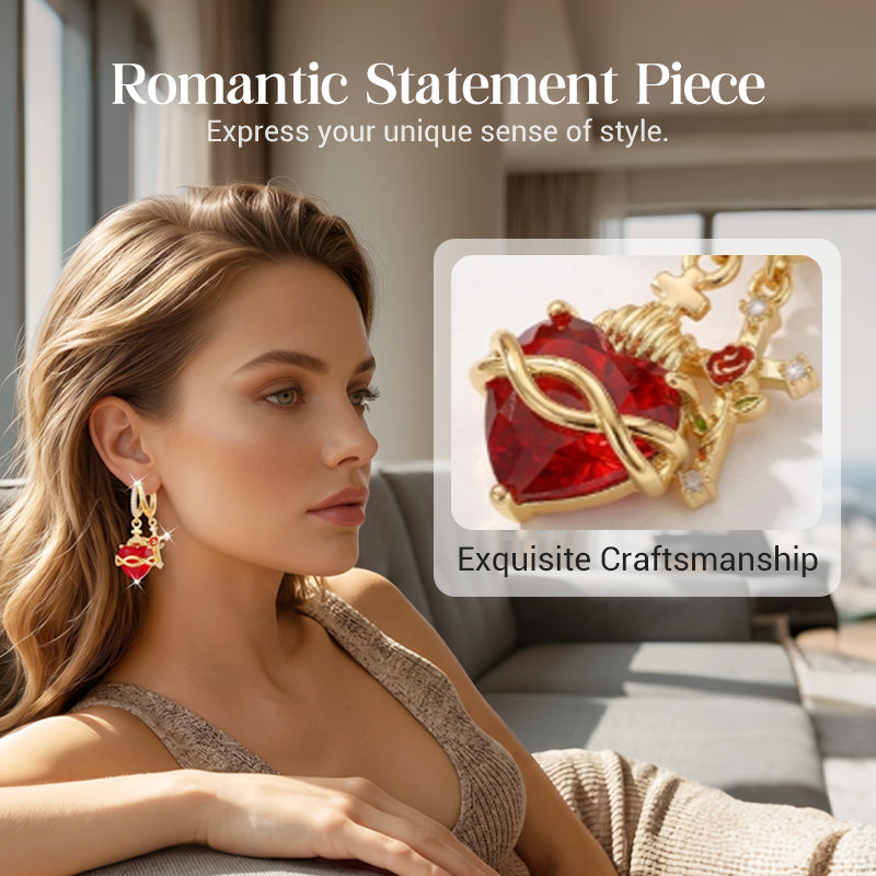 💍 50% RABATT! ✨ Röda hjärta & korsörhängen – Vintageinspirerade, delikata & symboliska – Lätta att bära, perfekta för dagligt bruk eller som en meningsfull present ✝️