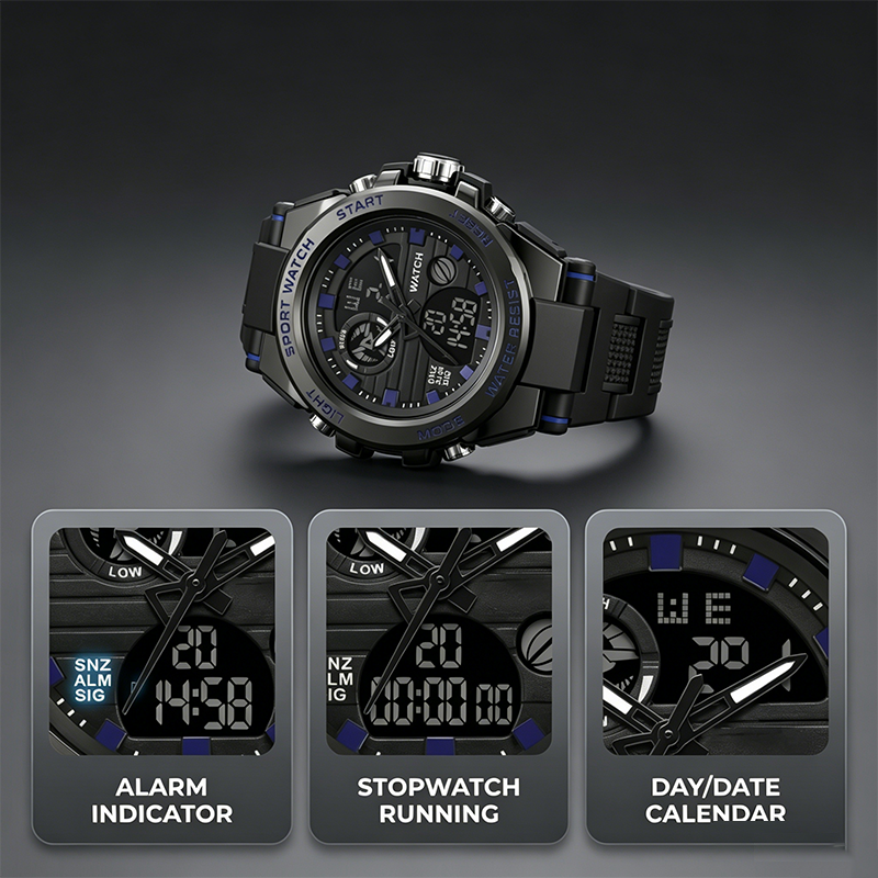 ⌚ 50% RABATT NU!💪 Herr Vattentät Sportklocka – Dual Display & Stöttålig – Outdoor Essential 💧