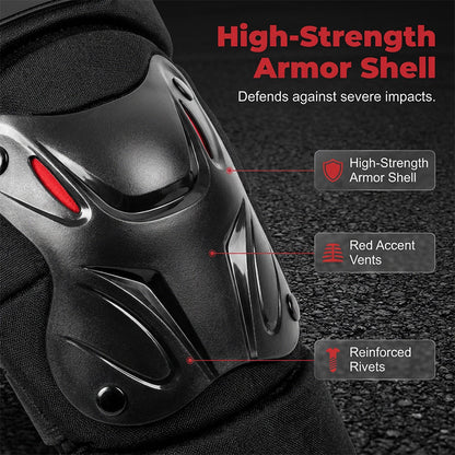 🛡️ 50% RABATT NU! 🏍️ Knä- & Armbandsskydd Set för Motorcykel – Hårt Skal, Ergonomisk Ledad Design & Andningsbar – Justerbara Remmar för Säker Passform ✨