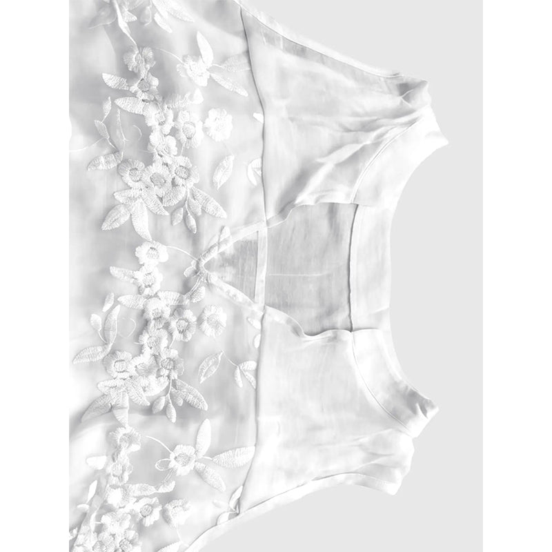🌸 50% RABATT NU! ✨ Luftig och elegant blus med blommig spetsdetalj – feminin V-ringning & romantisk stil 🕊️ Garderobsfavorit för vardag & fest