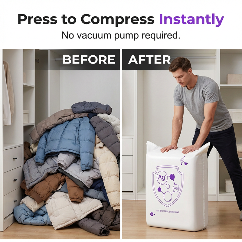 💥 BEGRÄNSAT ERBJUDANDE: 50 % rabatt!💥Vakuumförvaringspåsar – tryck ut luften utan pump, silverjonskydd & 3D-kompression 🎒✨