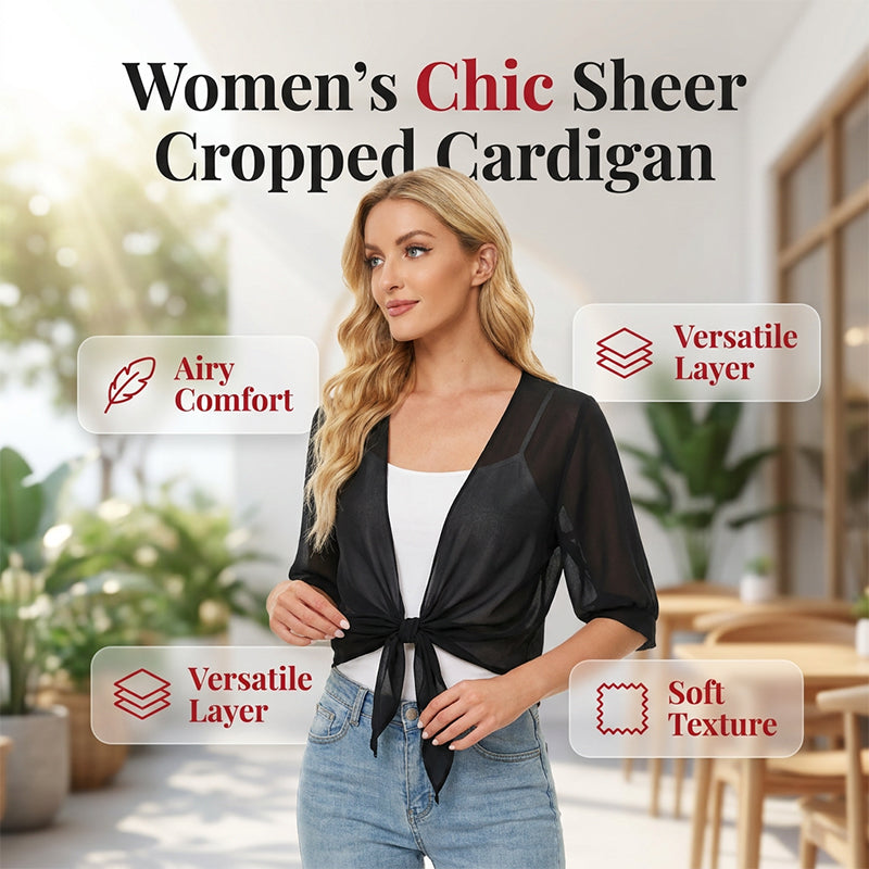 👚 50% RABATT NU!🌿 Dam Chiffong Topp med Knytning – Genomskinlig, Croppad & Elegant – Sommar Lager Essential 👒