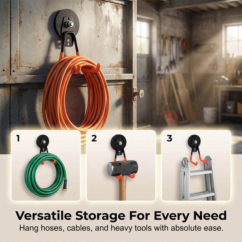 🧲 50% RABATT NU! 🔧 Stark Magnetisk Dubbelkrok – För Verkstad & Garage – Omedelbar Installation, Ingen Borrning, Håller Tunga Verktyg 🛠️