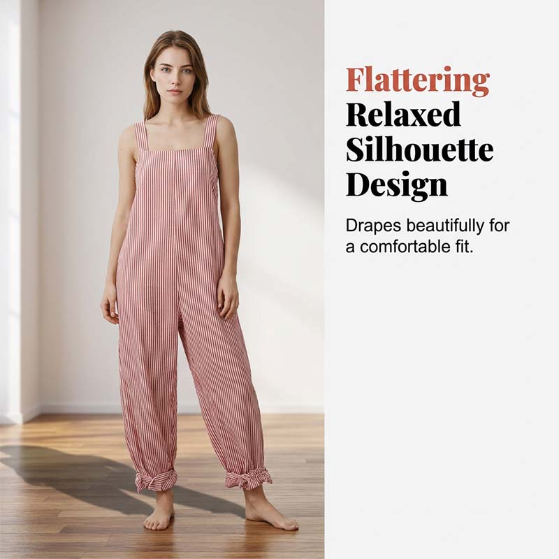 👗 50% RABATT NU!✨ Dam Casual Randig Jumpsuit – Andningsbar, Lös Passform & Spaghetti Band – Sommar Essential ☀️