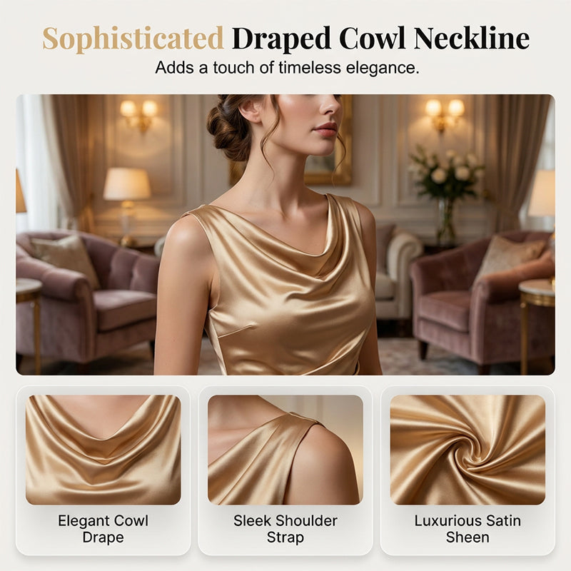 👗 Ärmfri midiklänning med cowl-hals för dam – elegant, chic och avslappnad ✨