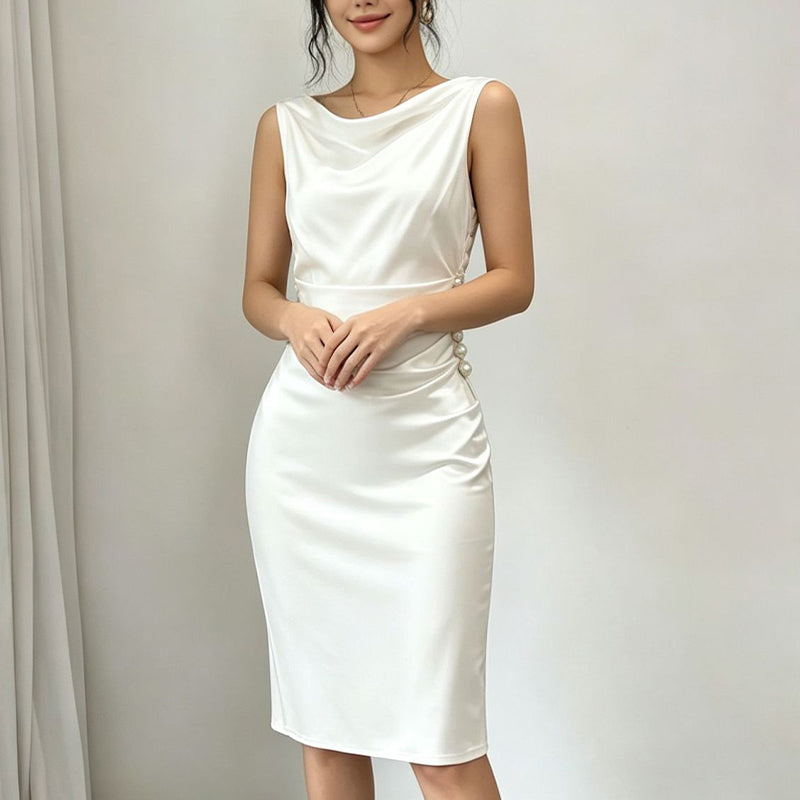 👗 Ärmfri midiklänning med cowl-hals för dam – elegant, chic och avslappnad ✨