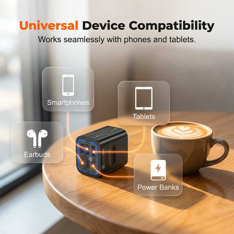 50W USB-C-väggladdare med 6 portar