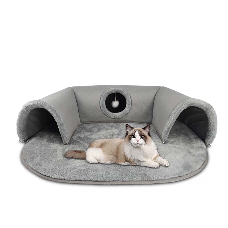 🐱 50% RABATT! 🛏️ Plysch 2-i-1 kattunnelsäng – Hopfällbar, reptålig & mysig – Kombinerar gömtunnel med mjuk sovmatta – perfekt för lek, vila & lurpassning 🐾