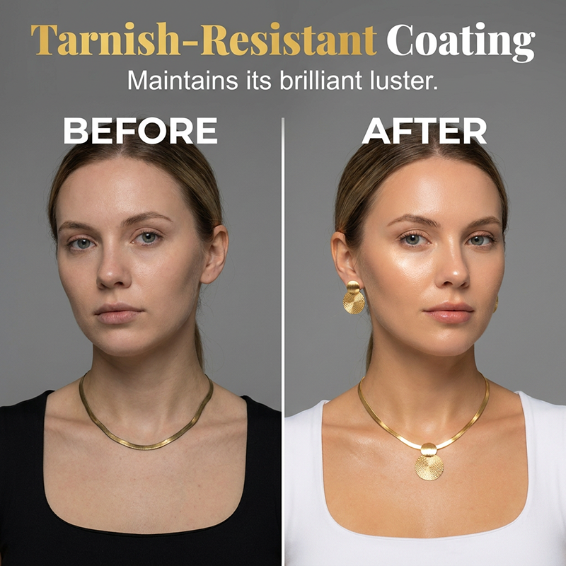 Set med halsband och örhängen i modern chic-stil