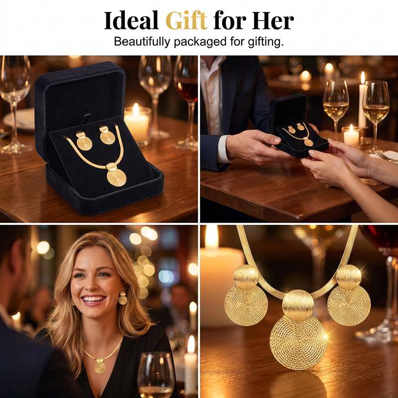 Set med halsband och örhängen i modern chic-stil