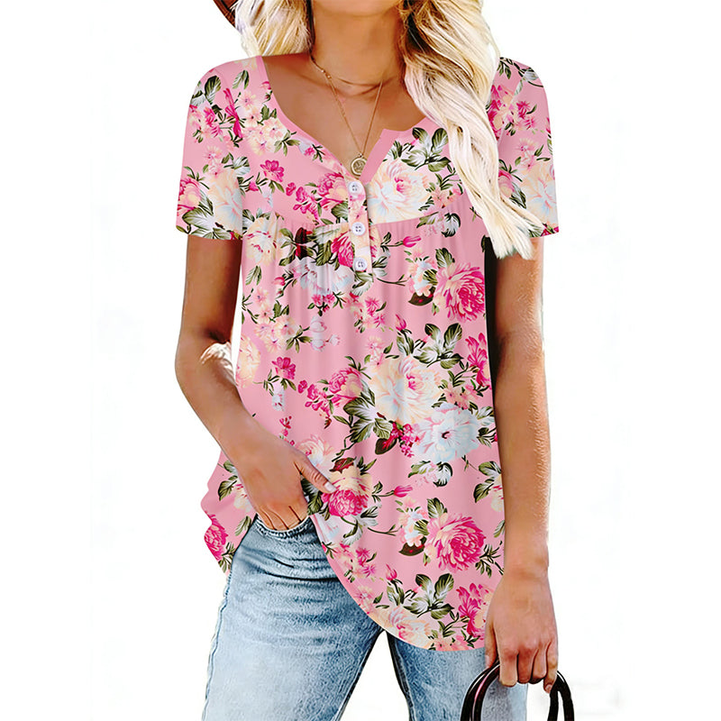 Dam blommig knäppbar T-shirt 🌸 Flödande passform, mjukt tyg – casual & luftig för varma dagar ☀️