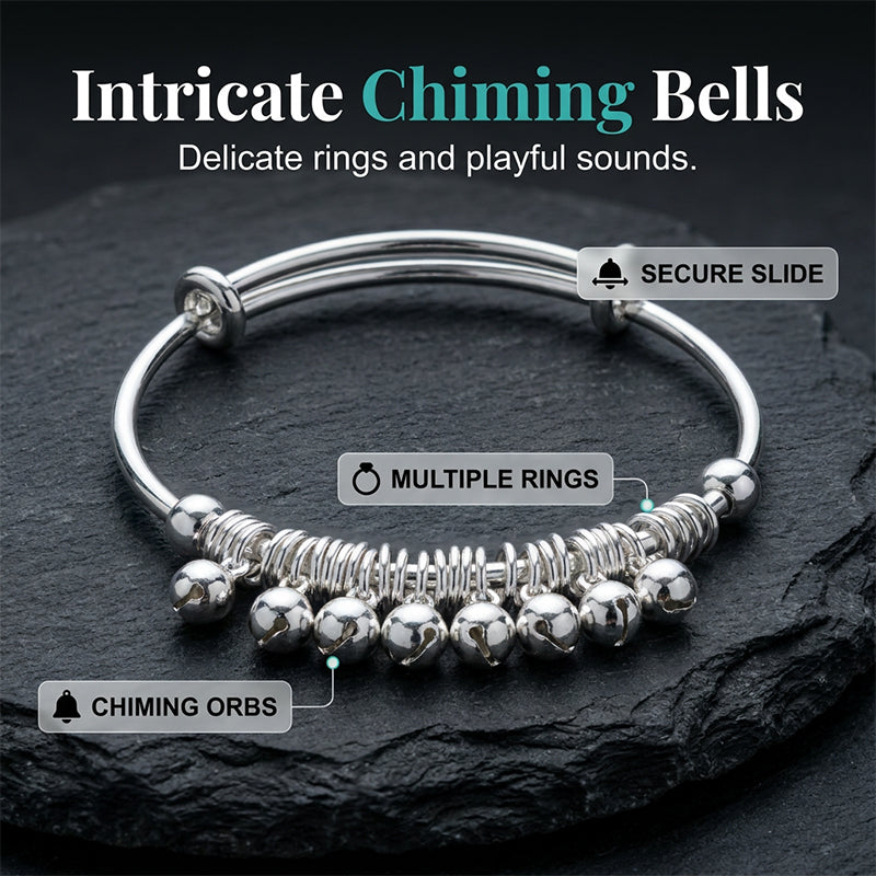 🔔 50% RABATT NU! ✨ Klocka Charm Armband – Justerbart, Silverfinish & Lättvikt – Skonsamt Ljud, Elegant Look 💍