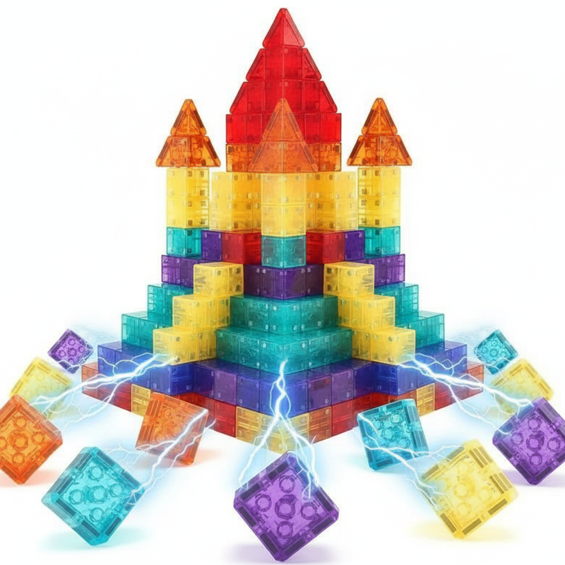 🧲✨ Magnetiska byggklossar 70-240st – STEM-lek utvecklar barnets rumsförståelse!