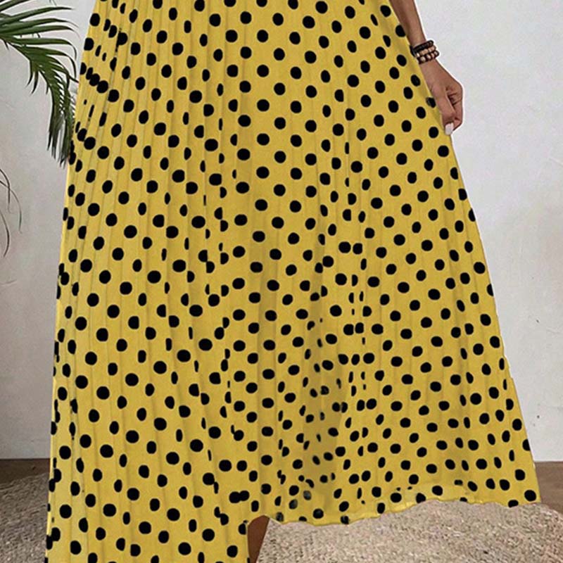 👗 60% RABATT! ⏳ Halterklänning med prickar för dam – Flödande & ledig passform – Perfekt för sommar, strand eller lata dagar – romantisk stil med retrokänsla 🌸