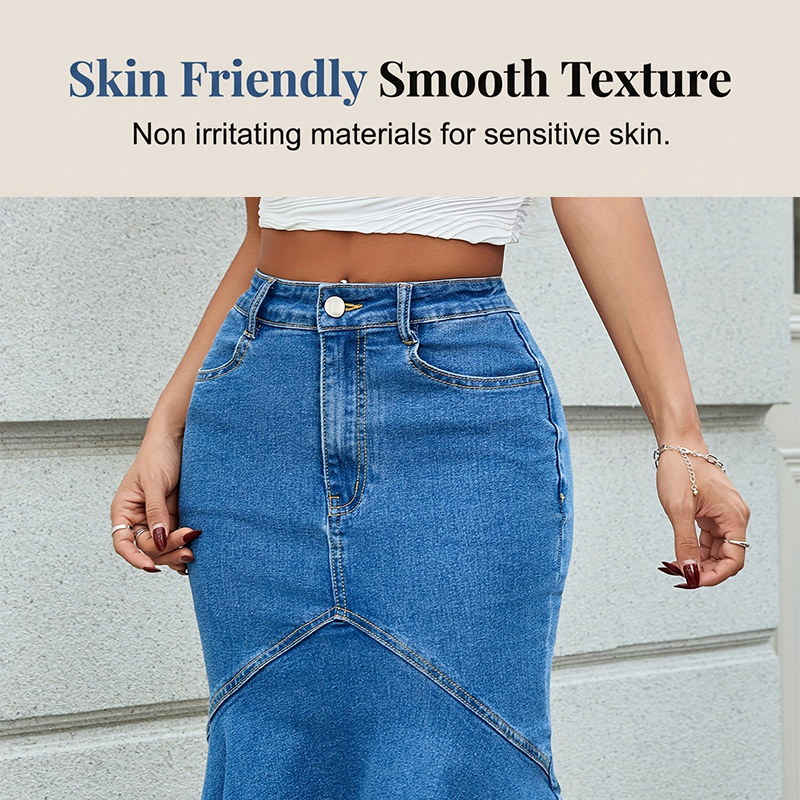 👗👖 Elegant högmidjad denimkjol med fiskstjärtfåll