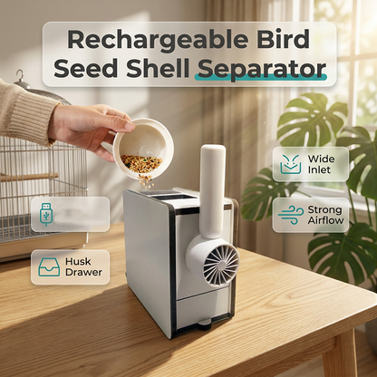 🐦 BEGRÄNSAD TID: 50 % RABATT! ✨ Uppladdningsbar skalskiljare för fågelfrön – luftflödesseparering, kompakt, lätt att rengöra 🌿