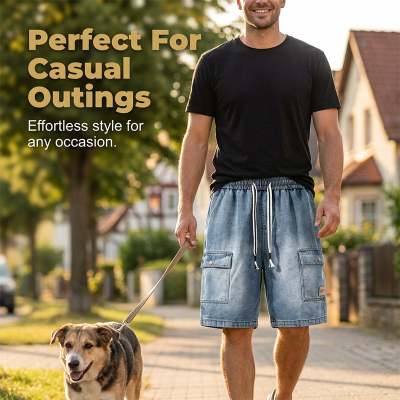 👖 50% RABATT NU! 🏙️ Herrars Lösa Denim Cargo-Shorts – High Street-stil & Justerbar Passform 🛹