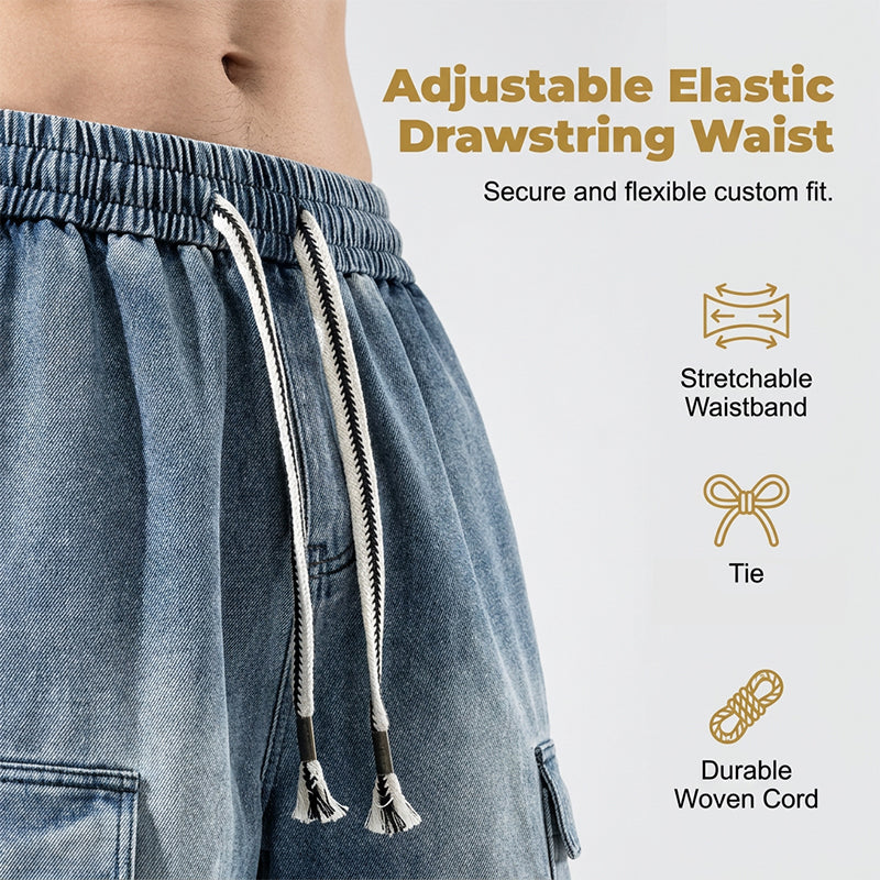 👖 50% RABATT NU! 🏙️ Herrars Lösa Denim Cargo-Shorts – High Street-stil & Justerbar Passform 🛹