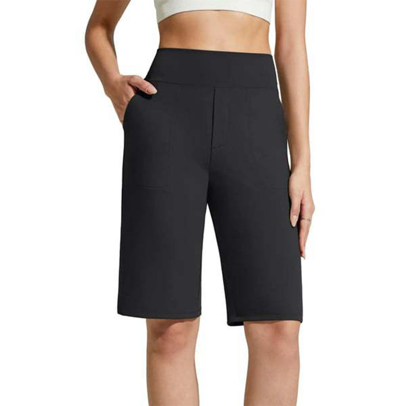🩳 BEGRÄNSAD TID: 50 % RABATT! ✨ Stretchiga promenadshorts för dam – 4-vägsstretch, hög midja, knälånga 🚶‍♀️
