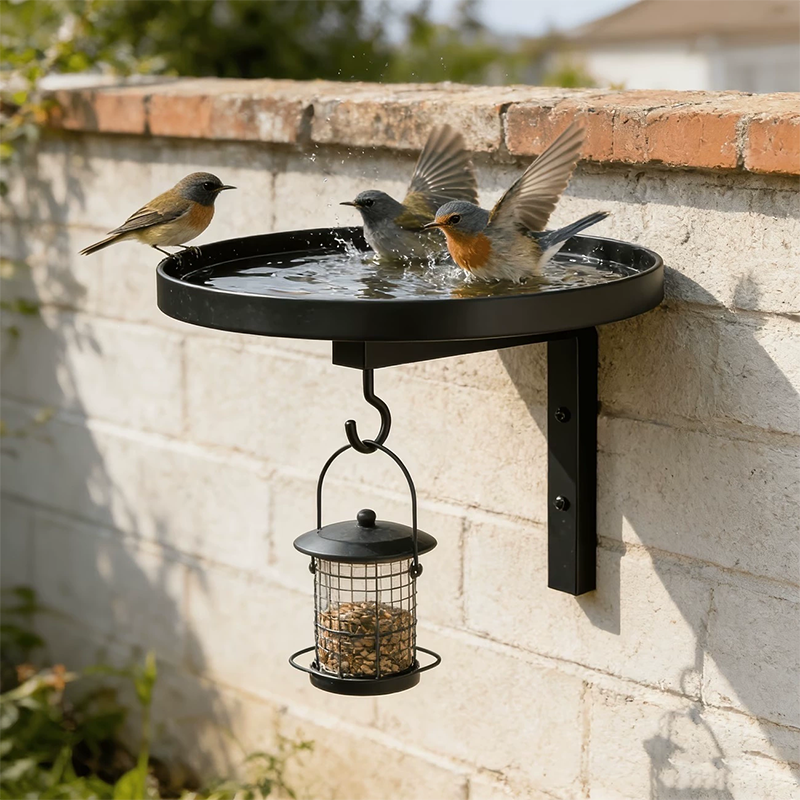 🐦💧 50% RABATT! Väggmonterat Metallfågelbad – Vädertåligt, lätt att rengöra & perfekt för trädgård, balkong & terrass 🌿