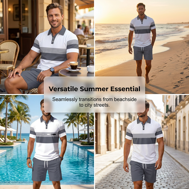 👕 2-delat skjort- & shortset för herrar – bekvämt, andningsbart & mångsidigt för sommar, fritid & resor | 50% sommarrea ☀️🩳