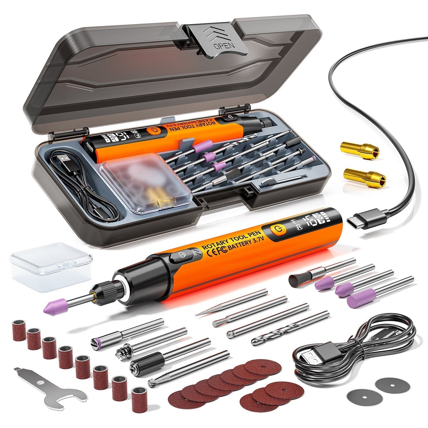 🛠️ Bärbart polerings- & slipset – elektriskt, kompakt & perfekt för trä, metall & plast, enkelt att byta tillbehör, perfekt för hemmafixaren ⚡