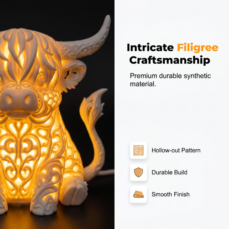 🐮Varmglödande Highland Cow Bordslampa