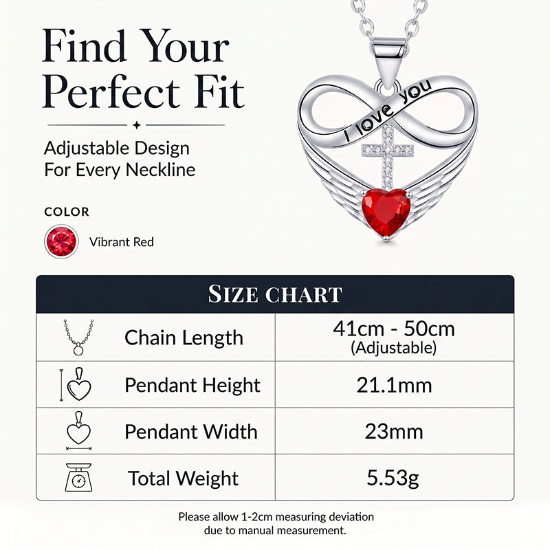 Halsband med Infinity Heart-kors och vinge-hänge