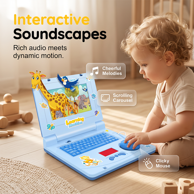 💻 50 % rabatt! 🧸 Interaktiv leksaksdator – med ljus, ljud och lärorika spel – som främjar kreativitet och motorik genom lek 🎵