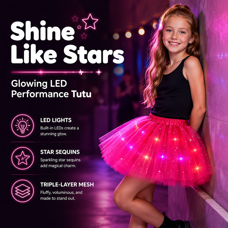 💕Rea HÅL 50% 🌸Prinsessklänning med LED-lysande paljetter och stjärnigt mönster