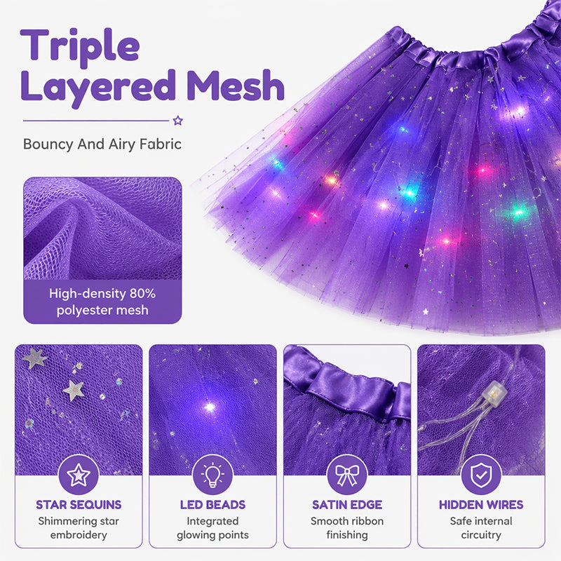 💕Rea HÅL 50% 🌸Prinsessklänning med LED-lysande paljetter och stjärnigt mönster